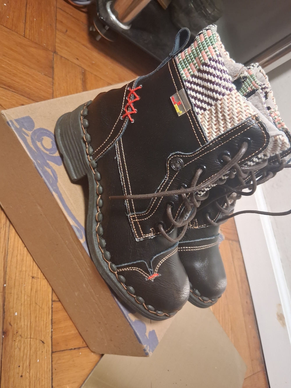 Women's Chocolate BROWN Lace-Up Boots with Knit Cuff